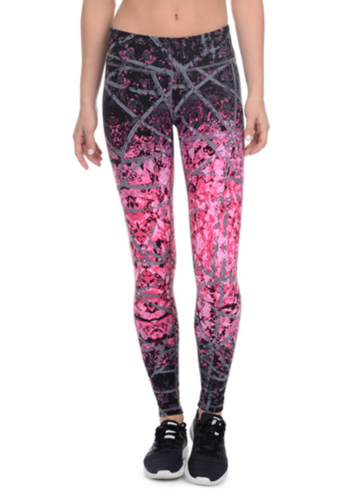 Watercolor Yoga Heel Support In Printed Leggings Ankle length for