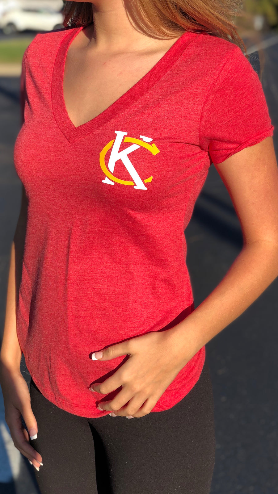 "Kc Logo" - Next Level - Women's Triblend Deep V