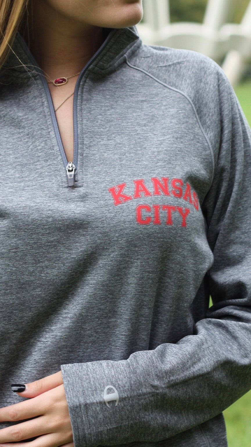 "Kansas City" Champion -Unisex Color blocked Performance Quarter-Zip Sweatshirt